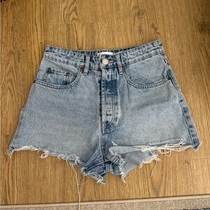 Zara Light Blue Distressed Jean Shorts
